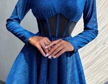 Приталена блискуча сукня з корсетною вставкою та пишною спідницею-сонцем | PUSHKA SHOP