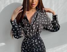 Платье-рубашка с присобранной юбкой  | PUSHKA SHOP