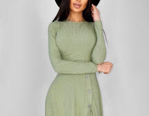 Трикотажное платье миди с разрезом | PUSHKA SHOP