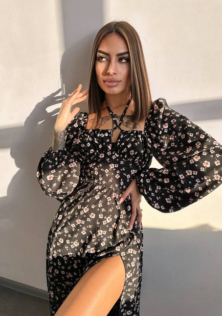 Улюблена сукня-міді зі шнурівкою на талії  | PUSHKA SHOP