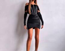 Оксамитова корсетна сукня міні, декорована стразами     Ручна робота  | PUSHKA SHOP