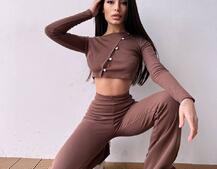 Комплект : штани кльош і топ на ґудзиках Комплект : штани кльош і топ на ґудзиках | PUSHKA SHOP