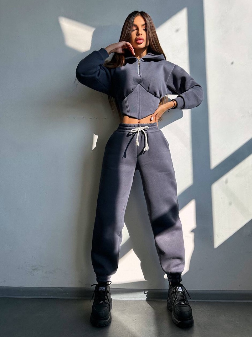 Комплект на флісі : худі з елементами корсету + штани  Комплект на флісі : худі з елементами корсету + штани  | PUSHKA SHOP