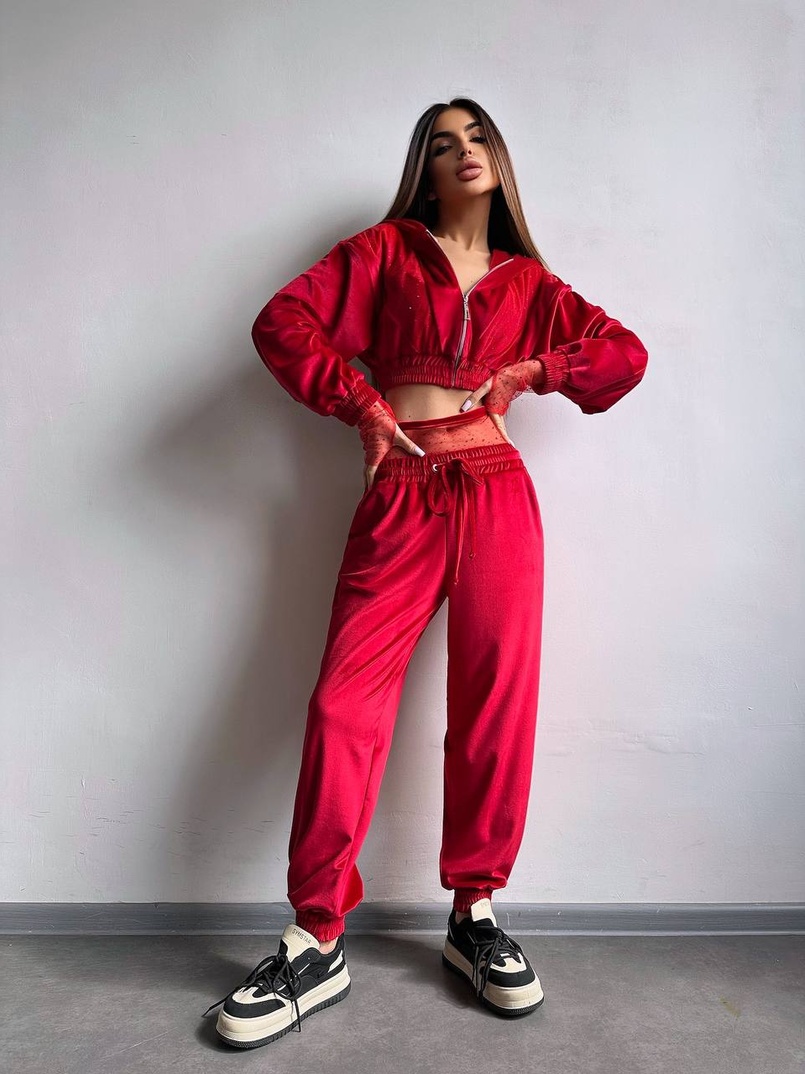 Велюровий комплект декорований стразами( бомбер+ рукавички+ штани + трусики) | PUSHKA SHOP