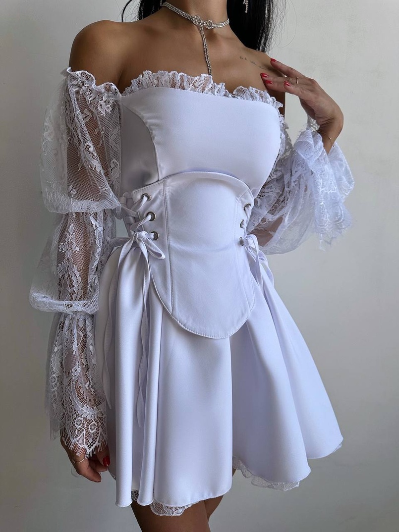 Сукня з корсетом декорована мереживом  | PUSHKA SHOP