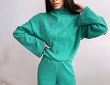 Повсякденний костюм із теплого трикотажу-рубчика | PUSHKA SHOP