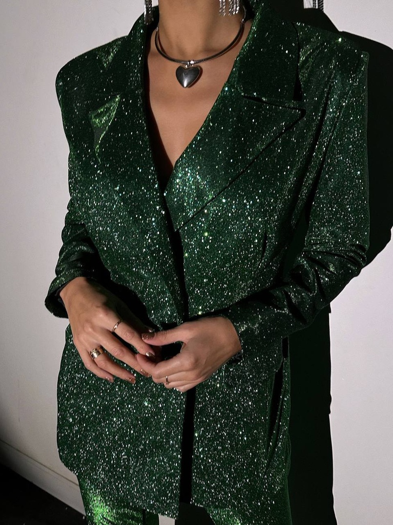 Костюм: піджак на підкладці, штани кльош+ топ з чашечками | PUSHKA SHOP