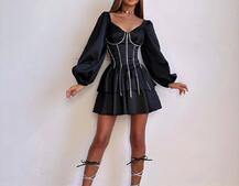 Комплект: сукня з подвійною спідницею + корсет, декорований стразами    | PUSHKA SHOP