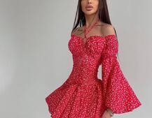 Комплект: платье с расклешенными рукавами + корсет  | PUSHKA SHOP