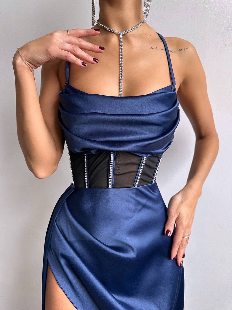 Комплект: корсет, декорований стразами + спідниця максі з драпіруванням Комплект: корсет, декорований стразами + спідниця максі з драпіруванням | PUSHKA SHOP