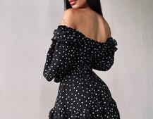 Сукня в горошок на ґудзиках з воланами  | PUSHKA SHOP