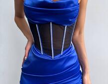 Комплект: корсет, декорований стразами + спідниця міні з драпіруванням   | PUSHKA SHOP