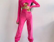 Велюровий костюм з ланцюжками: топ + джоггери | PUSHKA SHOP