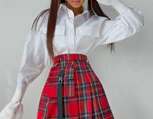 Комплект: рубашка + юбка в складку с отстегивающимся карманом  | PUSHKA SHOP