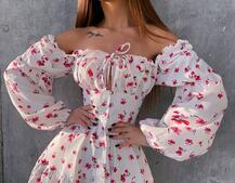 Сукня з воланами та шнурівкою  по спинці | PUSHKA SHOP