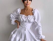 Сукня з воланами та шнурівкою  по спинці | PUSHKA SHOP