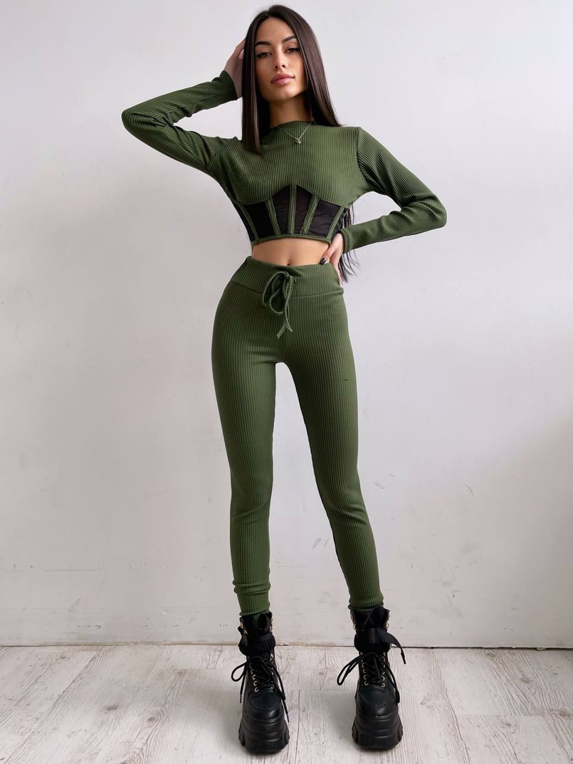 Трикотажний комплект: корсетний топ + легінси | PUSHKA SHOP