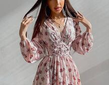 Приталенное платье с корсетной вставкой и  юбкой-солнцем   | PUSHKA SHOP