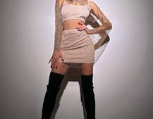 Комплект: топ + спідниця із сіткою зі стразами  | PUSHKA SHOP