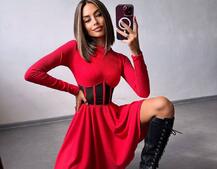 Приталена сукня з корсетною вставкою та спідницею-сонцем Приталена сукня з корсетною вставкою та спідницею-сонцем | PUSHKA SHOP