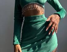 Оксамитовий комплект, декорований бахромою зі страз Оксамитовий комплект, декорований бахромою зі страз | PUSHKA SHOP