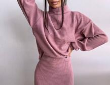 Костюм із теплого трикотажу-рубчика: светр + спідниця Костюм із теплого трикотажу-рубчика: светр + спідниця | PUSHKA SHOP