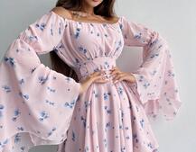 Шифонова сукня на підкладці з розкльошеними рукавами з асиметричною спідницею + корсет декорований стразами  Шифонова сукня на підкладці з розкльошеними рукавами з асиметричною спідницею + корсет декорований стразами  | PUSHKA SHOP