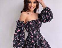 Квіткова сукня з воланами та шнуровкою по спинці Квіткова сукня з воланами та шнуровкою по спинці | PUSHKA SHOP