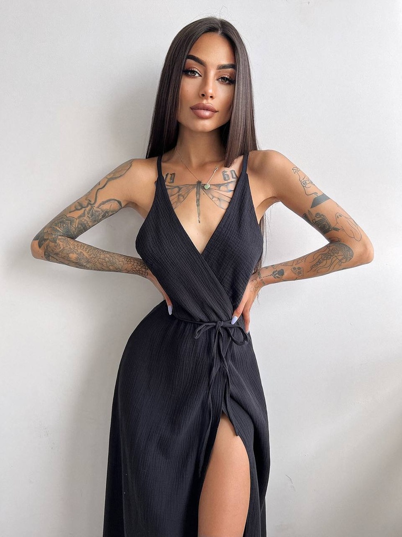 Муслиновое платье с запахом  | PUSHKA SHOP