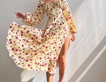 Сукня міді з квітковим принтом  | PUSHKA SHOP