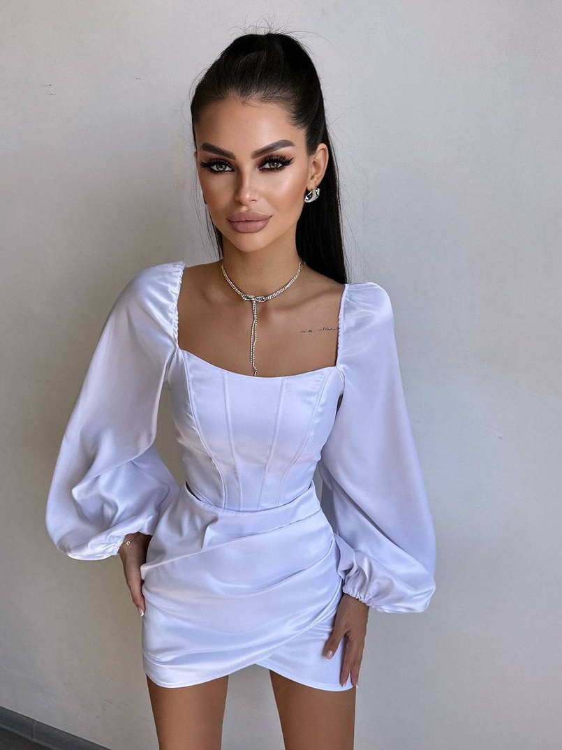 Атласний  комплект: корсет + спідниця з драпіруванням | PUSHKA SHOP