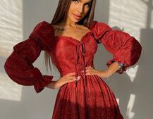 Блискуча сукня з оборками та чашками з ефектом push up Блискуча сукня з оборками та чашками з ефектом push up | PUSHKA SHOP