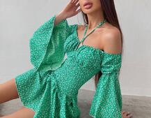 Комплект: платье с расклешенными рукавами + корсет  | PUSHKA SHOP