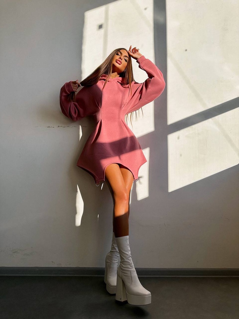 Тепле приталене худі з капюшоном на флісі + корсет на шнурівці Можна носити з корсетом та без | PUSHKA SHOP