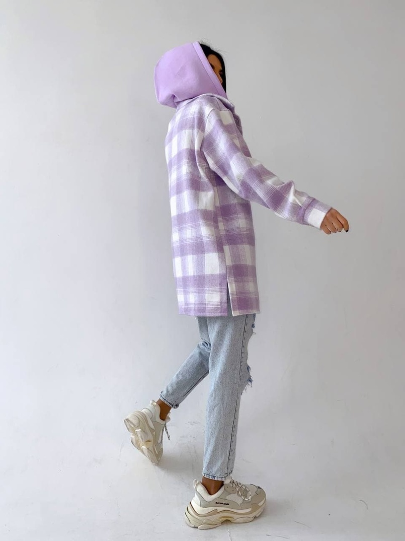 Кашемировая рубашка в клетку с капюшоном Кашемировая рубашка в клетку с капюшоном | PUSHKA SHOP