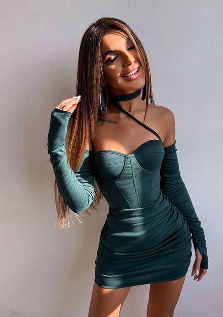 Корсетна сукня міні з філіжанками  | PUSHKA SHOP