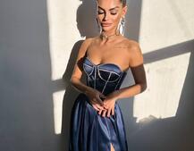 Комплект: корсет-бюстьє , декорований стразами + спідниця максі з розрізом Комплект: корсет-бюстьє , декорований стразами + спідниця максі з розрізом | PUSHKA SHOP