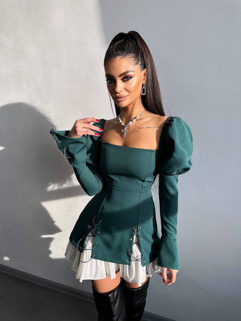 Сукня з об'ємними рукавами + спідниця з воланами Сукня з об'ємними рукавами + спідниця з воланами | PUSHKA SHOP