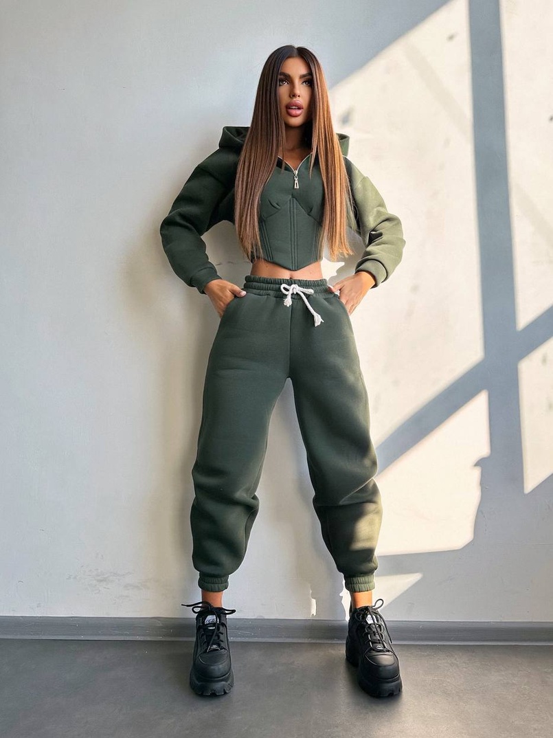 Комплект на флісі : худі з елементами корсету + штани  | PUSHKA SHOP