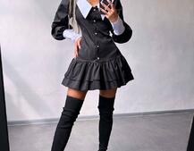 Котонова сукня з рюшами на гудзиках зі шнурівкою на спинці | PUSHKA SHOP