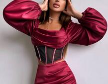 Комплект: корсет, декорований стразами   + спідниця міні з драпіруванням  | PUSHKA SHOP