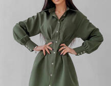 Приталенное платье-рубашка на кнопках с открытой спиной Приталенное платье-рубашка на кнопках с открытой спиной | PUSHKA SHOP