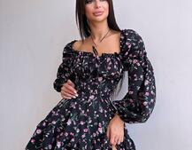 Квіткова сукня з воланами та шнуровкою по спинці | PUSHKA SHOP