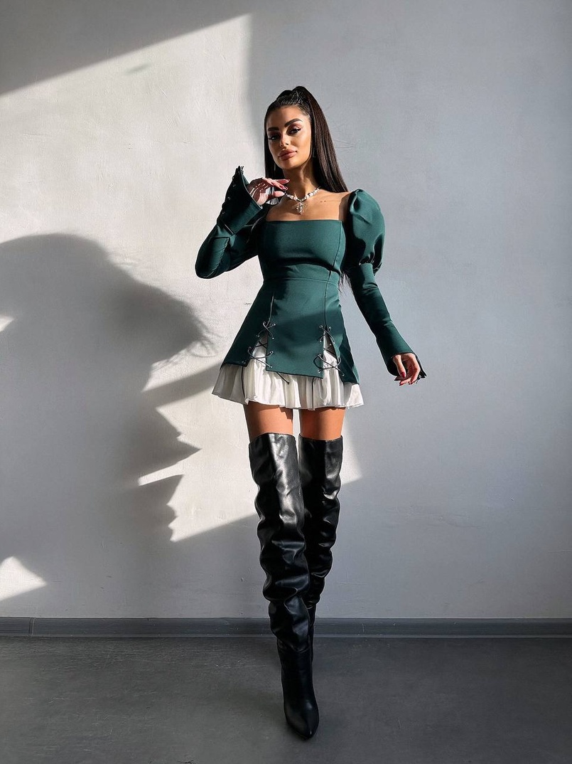 Сукня з об'ємними рукавами + спідниця з воланами Сукня з об'ємними рукавами + спідниця з воланами | PUSHKA SHOP