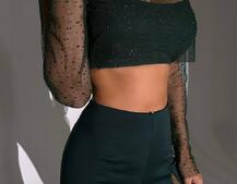 Комплект: топ + штани із сіткою зі стразами  | PUSHKA SHOP