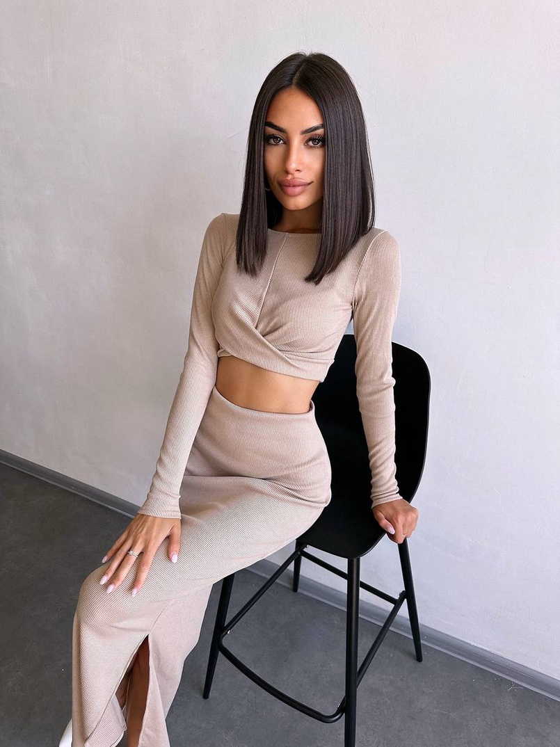 Комплект: топ + спідниця с розрізами  | PUSHKA SHOP