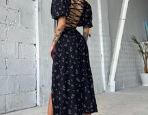 Платье миди со шнуровкой на спинке  | PUSHKA SHOP