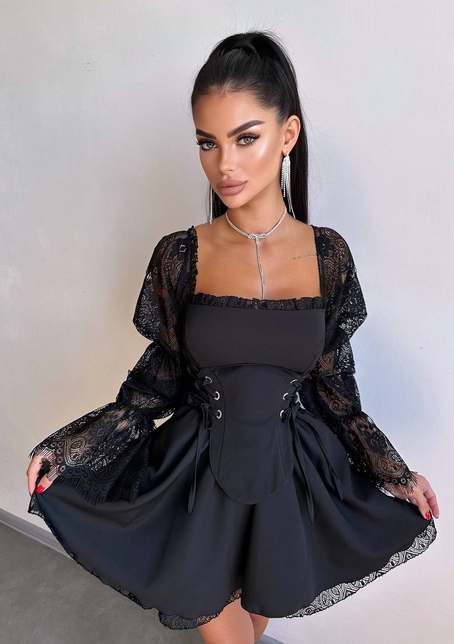 Сукня з корсетом декорована мереживом  Сукня з корсетом декорована мереживом  | PUSHKA SHOP