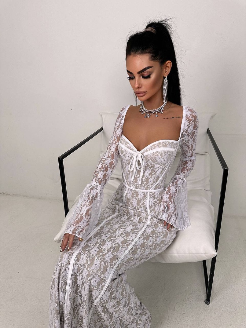 Мереживна сукня максі з чашечками    | PUSHKA SHOP