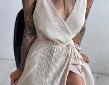 Муслиновое платье с запахом Муслиновое платье с запахом | PUSHKA SHOP